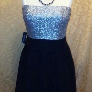 Express Strapless Sequin Chiffon Dress Sz.12 NWT
